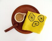 Tea Towel - 100% Linen Handmade Dish/Tea/Kitchen Towel Chartreuse with Black Ink