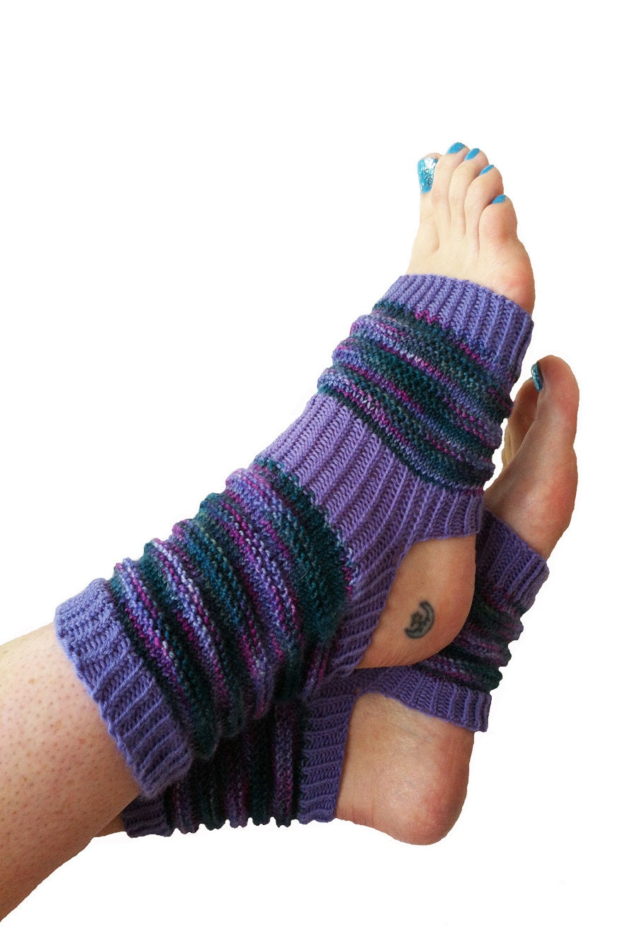 Hand Knit Yoga Socks - Pilates Socks - PiYo Socks - Dance Socks - Pedicure Socks Flip-flop Socks - Fun - Whimsical - Unique Original Design