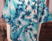Vintage 1950s Aqua Blue Men's Hawaiian Shirt XL Tropical Tiki Rockabilly Lounge Surf Retro Amazing Color