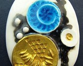 Vintage Pendant Sterling Silver Porcelain Anton Michelsen ROYAL COPENHAGEN Denmark 2 3/4"