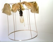 Vintage Shabby Chic Wire Lampshade Frame Hanging Pendant Lamp with Edison Bulb deconstructed lamp shade for your Paris Apartment