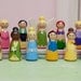 Choose any 10-  Small Wooden Princess Peg Dolls