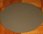 12 inch Mission Leather and Felt Lamp or Art Pottery Pad or Doily OLIVE GREEN