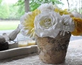 Yellow Flower Centerpiece (1) - Birch Vase with Flowers  - Yellow Wedding Flowers
