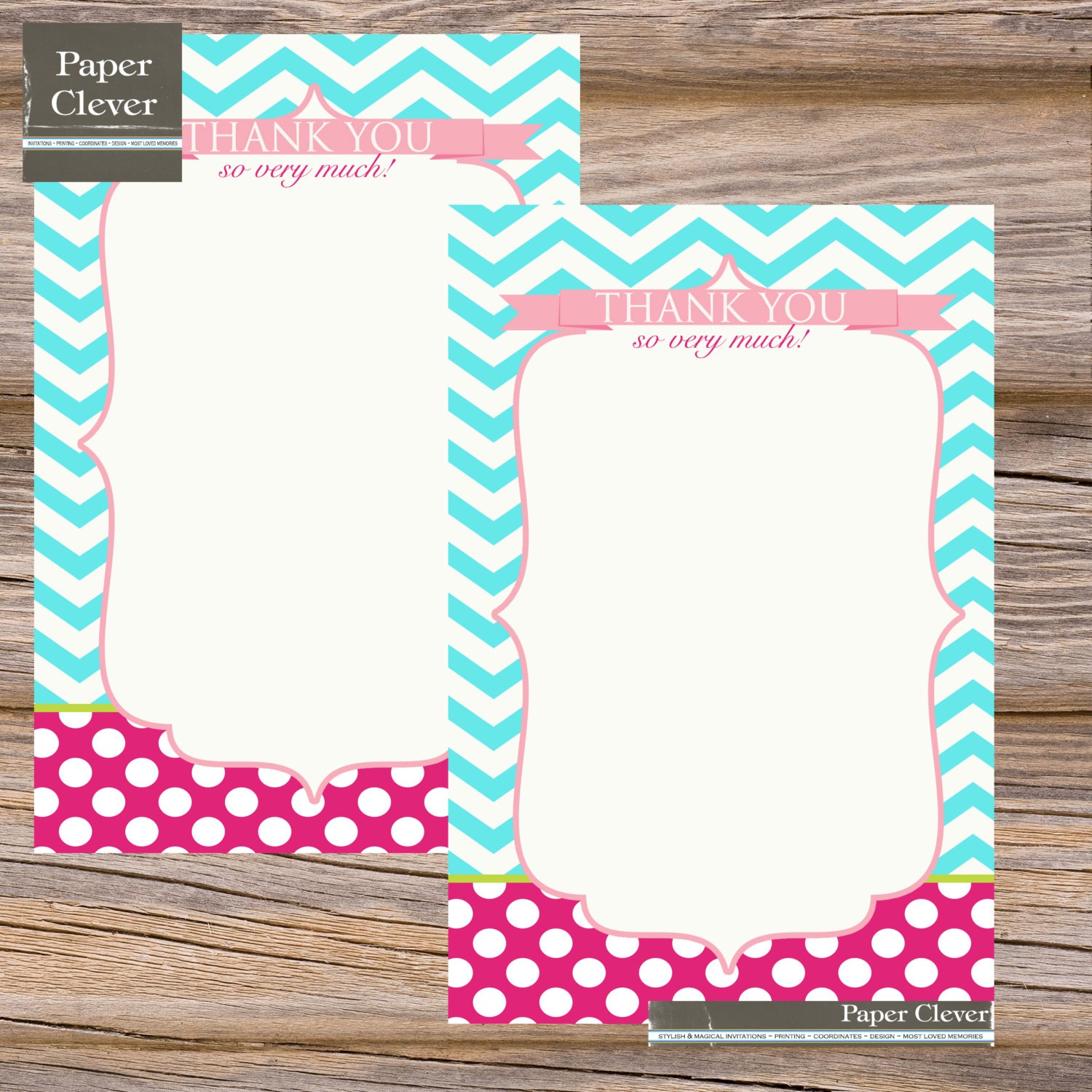 Baby Shower thank you card chevron stripe, hot pink, aqua, light pink, lime, instant download, digital, printable Il_170x135