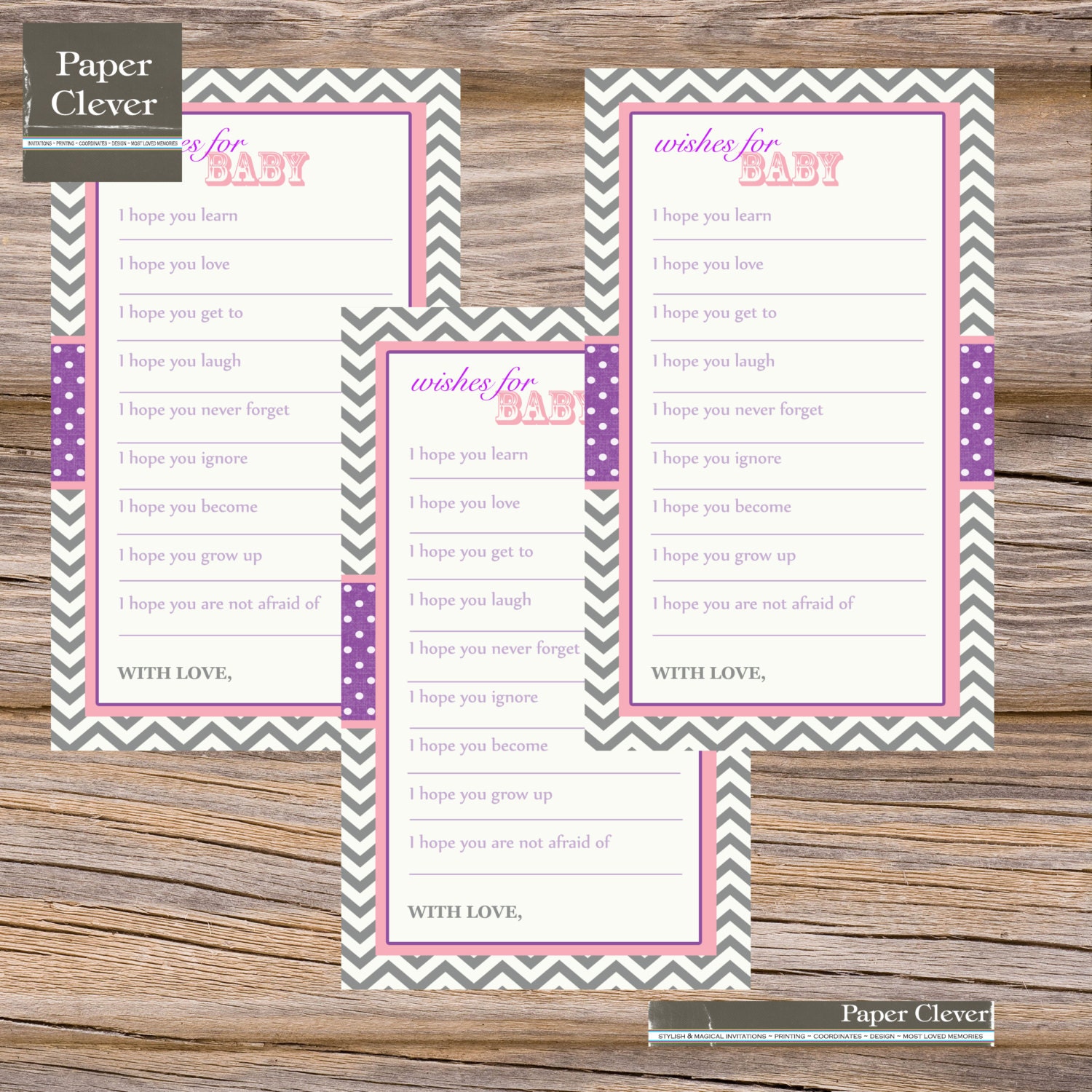 Baby well wishes pink & purple shabby chic, gray chevron stripe Il_570xn