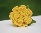 Peony Hair Clip, Wool Felt Peony in Mellow Yellow, Available as a Clip or Headband