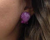 The Little mermaid earrings / scallop shell earrings / mermaid earrings - purple