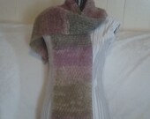 Knit  Scarf Multicolor.Pink/Tan/Green.Mom.Mohair.Wool.Sparkle.Fringe.Wide.Long.New.Gift.Ready  to  ship.
