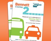 Transportation (Car / Bus / Helicopter) printable party invitation - for birthday, baby shower