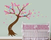 Cherry Blossom Tree with Birds, Blowing Cherry Blossom Tree for Baby Nursery, Childrens or Kids Room