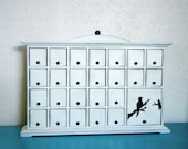 Cottage chic Hand painted and distressed 25 drawer wooden chest