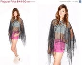 FESTIVAL SALE Gorgeous Sheer Crochet Shawl with Fringe