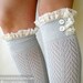 SALE Lacey Sock - Dove Grey boot socks - open-knit socks - chevron herringbone patterned - lace boot socks - lace socks  (item no: 10-28)