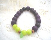 Grapes Bracelet Purple and Green Grape Color Beads Unique Beaded Bracelet Stretch Bracelet Fruit Unique Handmade Jewelry