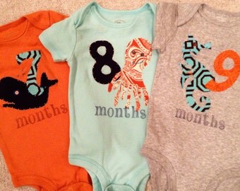 Nautical Month-by-Month Onesies (Months 1-12)