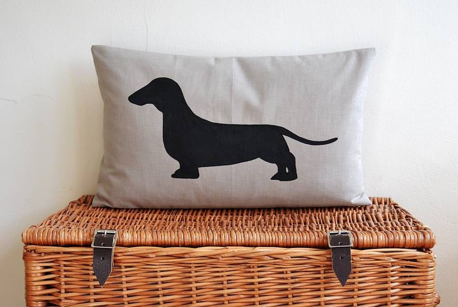 Dachshund Cushion Cover, Sausage Dog Cushion, Silhouette Pillow