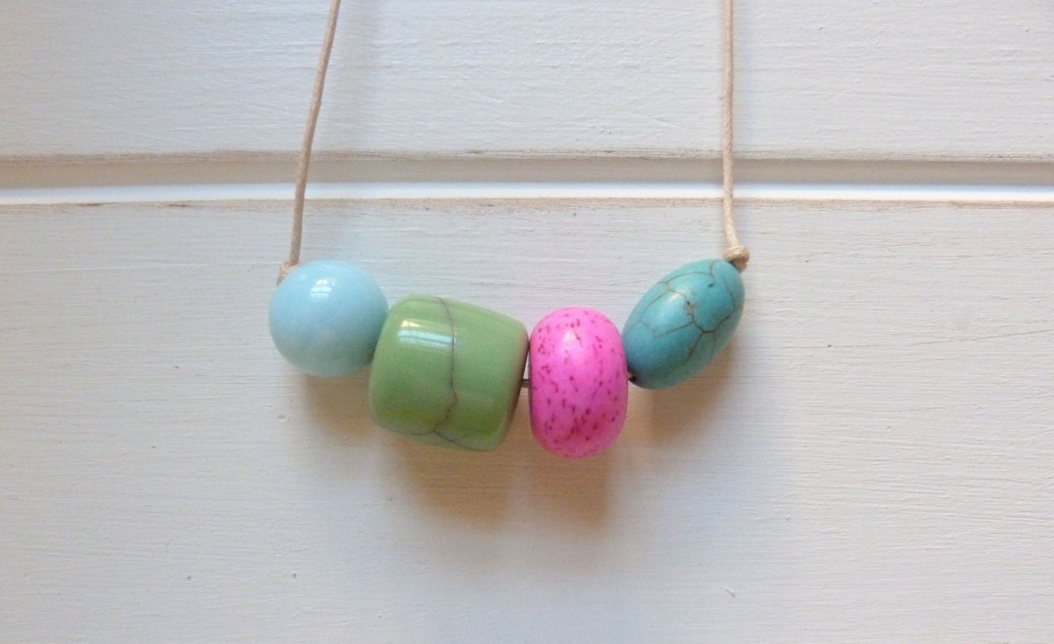 beachcomber coloured bead necklace cotton cord