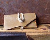 ON SALE // Business Card Case in Mustard Olive Brown Leather