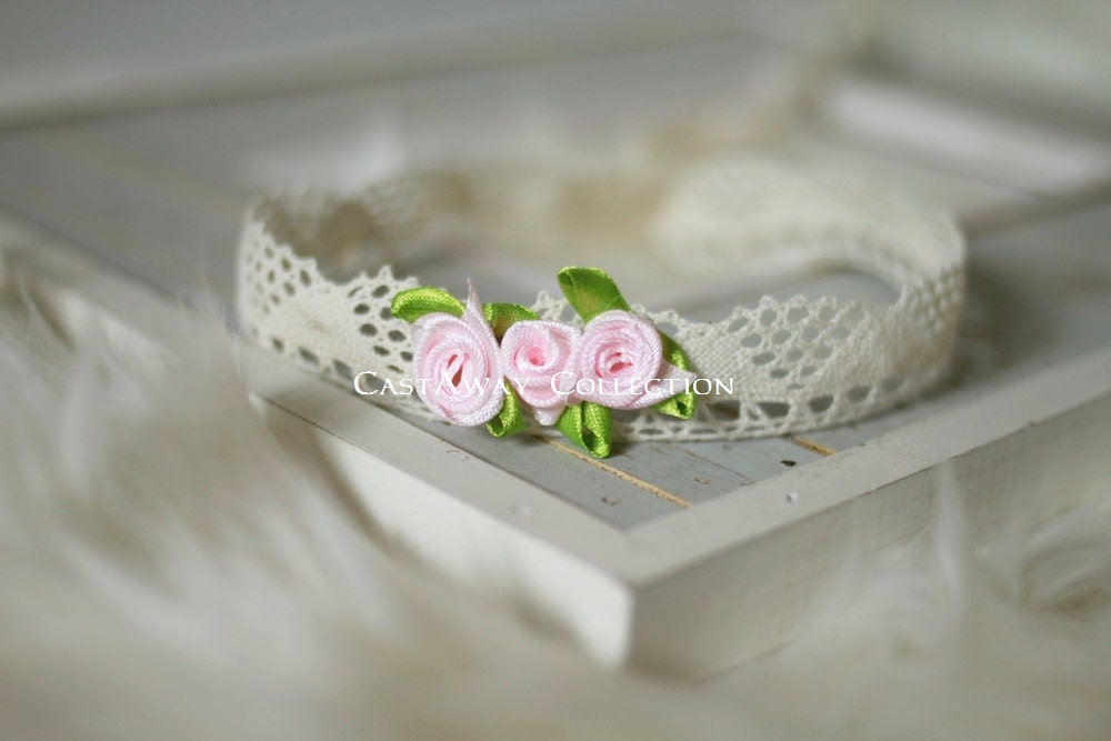 Newborn Photo Prop: Newborn Headband - Newborn Tieback, Shabby Chic, Vintage Inspired Newborn Photography Props