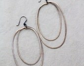 Oval antique brass earrings.  Handmade hoop earrings.