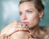 Invisible diamond ring.  Handmade delicate ring.  Geometric jewelry