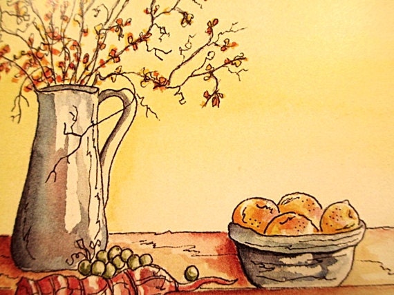 Watercolor Fine Art Print Lemon Yellow Red Orange Fruit Botanical Still Life Nature Floral Flower Garden Gardener Spring Illustration 4x6