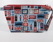 Medium Wide Mouth Wedge - London Signs and Symbols with doubledecker bus bead zipper pull