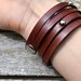 Multi wrap leather bracelet with round spots - Mahogany color