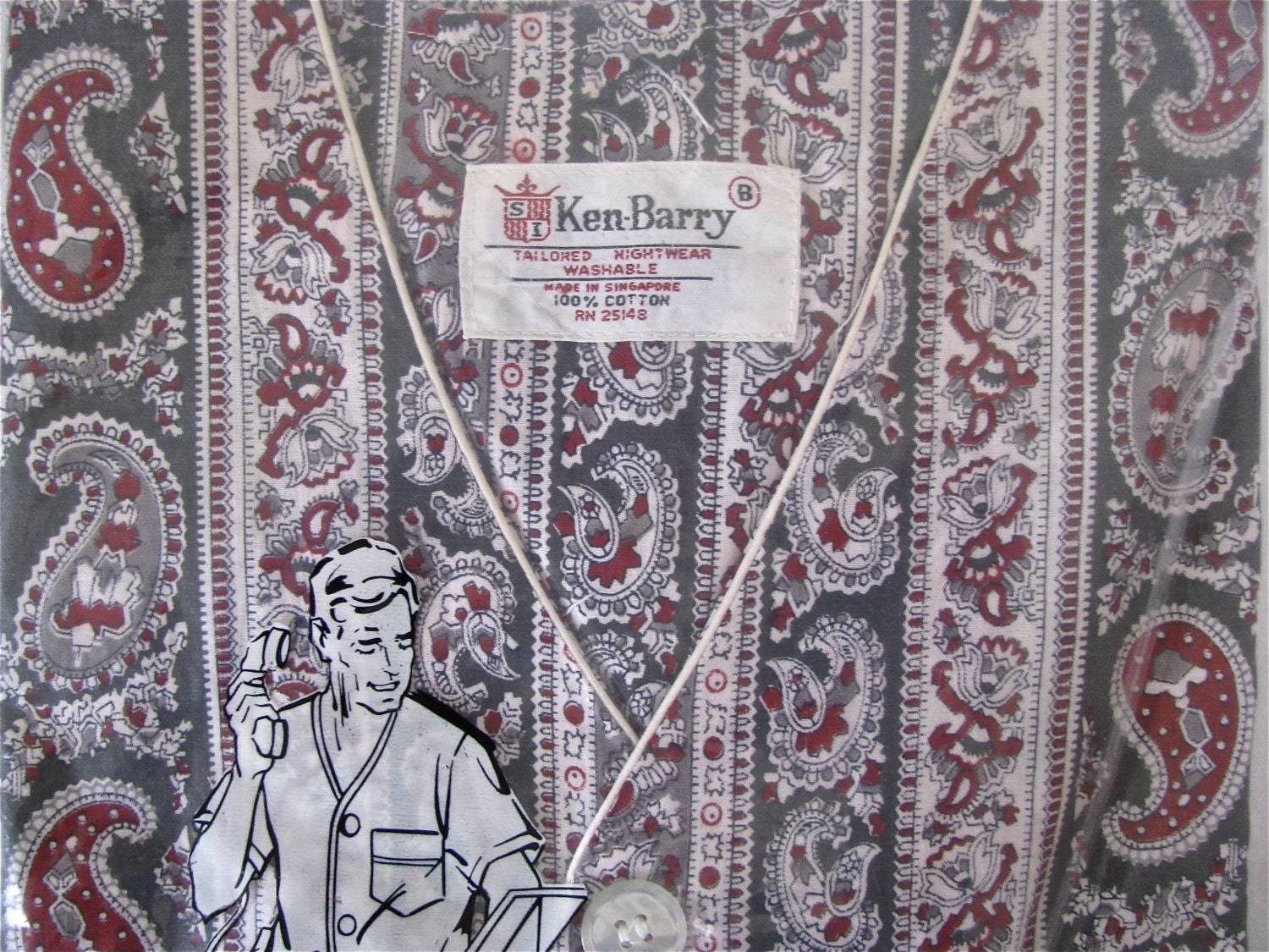 1960s NOS Ken Barry Paisley Mens Pajamas - Size M