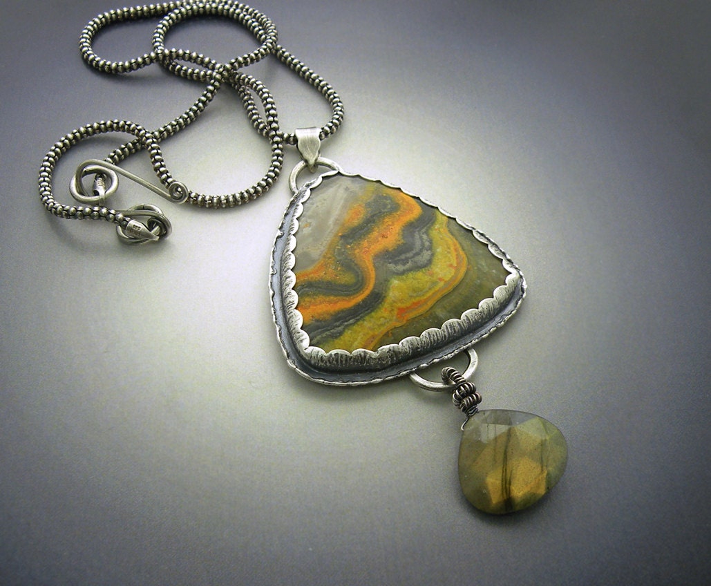 BumbleBee Jasper Fine silver Pendant Necklace