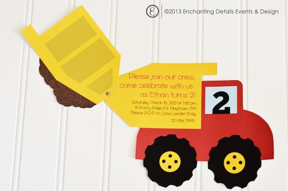 Dump Truck PRINTABLE DIY Construction Birthday Party Invitation Il_570xn