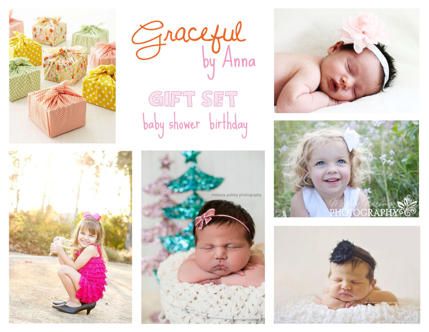 Baby Shower Gift Set- Birthday Gift Set- Photo Prop Set- Baby Accessories- Newborn, Infant, Toddler, Girl