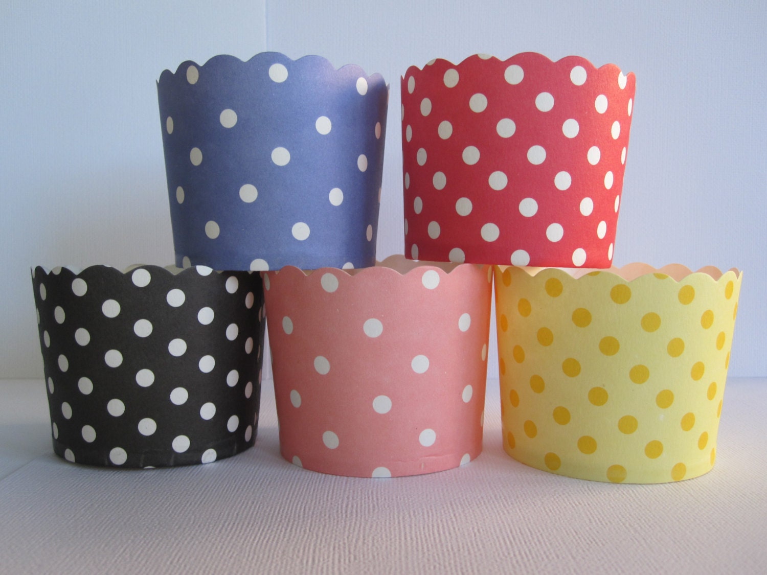 48 Your Choice of Polka Dot Scalloped Portion Nut Favor Baking Cups