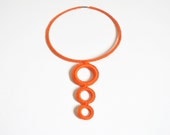 Orange geometric necklace crochet / Choker simple fiber jewelry / Spring italian textile jewelry / Modern necklace / Choose color