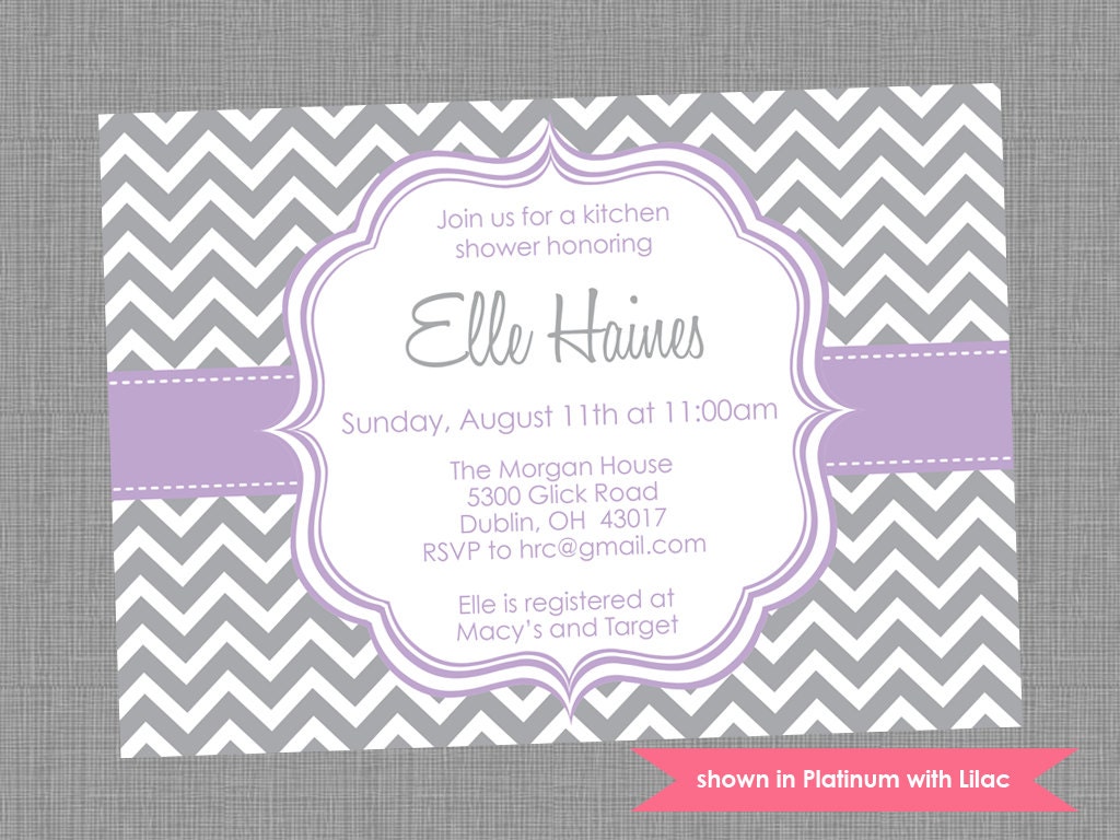 Printable Kitchen Shower Invitation - Shower Themed Chevron Invite - Colors and Text Customizable Il_170x135
