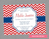 Printable Graduation Party Invitation - Graduation Themed Chevron Invite - Colors and Text Customizable Il_170x135