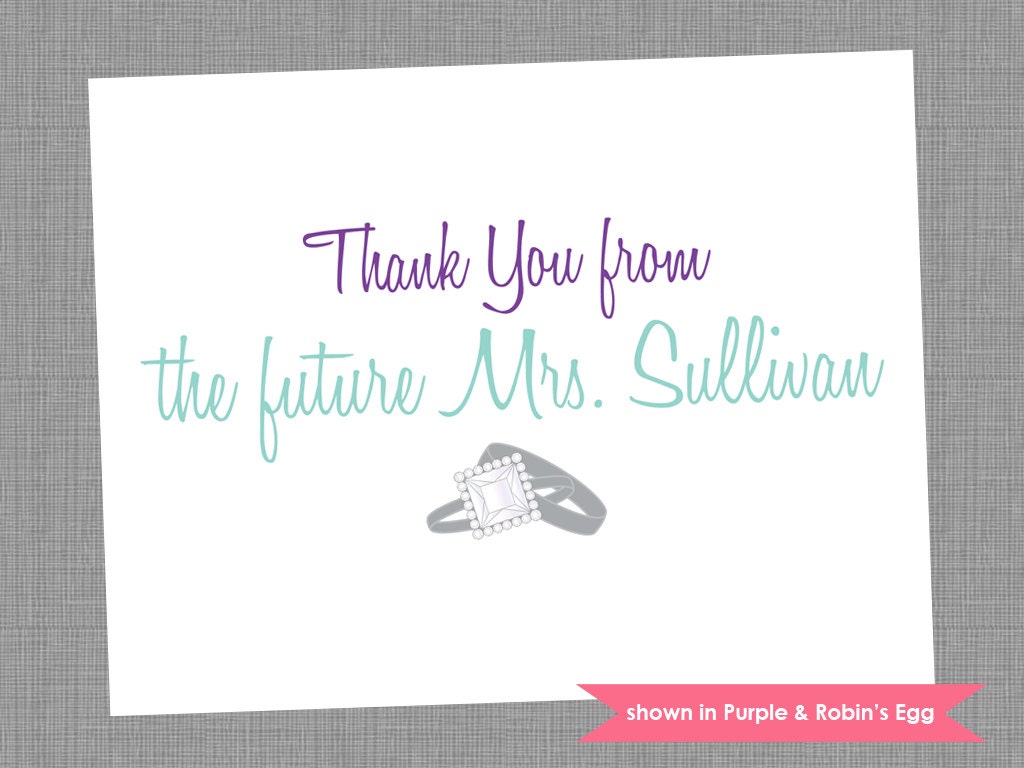 Bridal Shower Thank You Cards - Personalized Folded Note Cards - Colors and Text Customizable Il_570xn