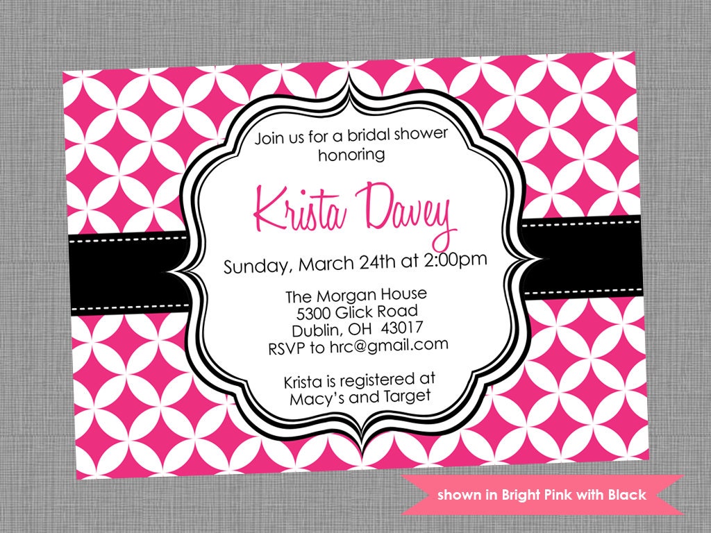 Printable Bridal Shower Invitation - Shower Themed Pixie Invite - Colors and Text Customizable Il_570xn