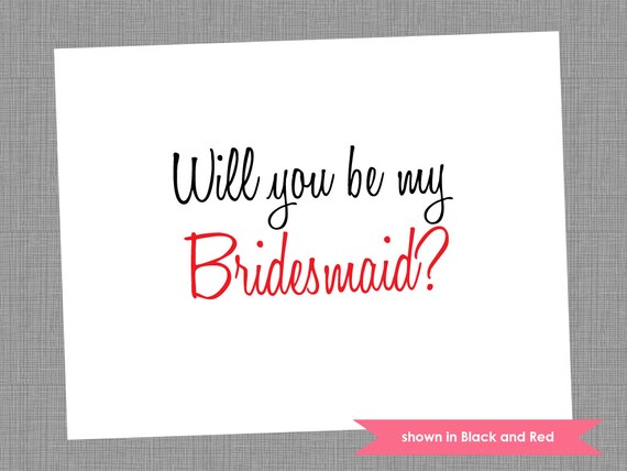 Will You Be My Bridesmaid Card - Personalized Folded Note Cards - Colors and Text Customizable (Set of 5) Il_570xn