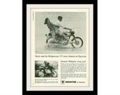 BRIDGESTONE Racing Motorcycle Ad "175 Dual Twin" Vintage Advertising Print Wall Art Decor