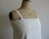 French handmade linen camisole, rustic French lingerie, French country style