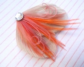 DREAM in Ivory, Orange, Coral, and Rose Pink Peacock Feather Hair Clip, Feather Fascinator