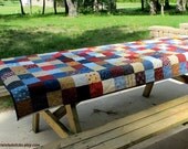 Patchwork Picnic Tablecloth, Quilted Tablecloth, Picnic Quilt, Americana Scrappy Quilt