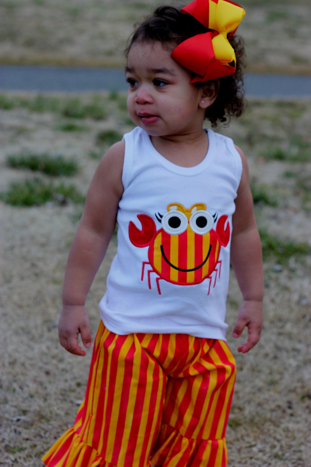 Feeling Crabby Spring and Summer Ruffle Capri and Tank set by pumpkinpiegirl.  Free personalization