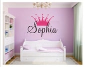 Princess Crown Personalized Vinyl Wall Decal Large Vinyl Wall Decal Girls Nursery Bedroom Home Decor