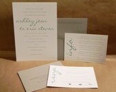 Modern Script / Wedding Invitation Suite / Simple / White Gray and Seafoam / Suite / Traditional Invitation / Custom Design