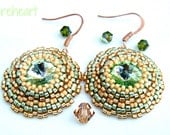 Handmade Swarovski Crystal Earrings - Golden - Bridesmaid Gift, Mom, Best Friend Gift, Anniversary - Dea Mida