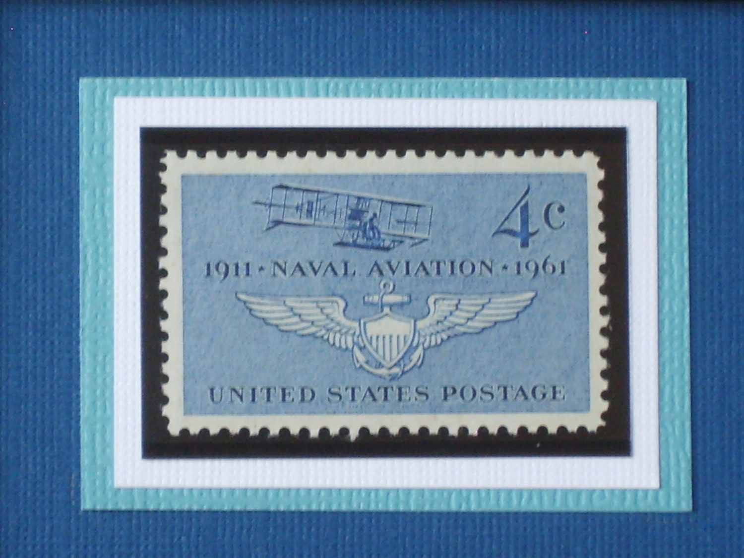 Naval Aviation - Vintage Framed Postage Stamp - No. 1185 - RedBeansnRice