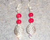 Genuine Coral, Swarovski Crystal and Silver Plated Copper  "Rekindle The Passion"